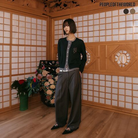 [정상가 99,000원]26NEW 스트라이프 울 블렌디드 팬츠