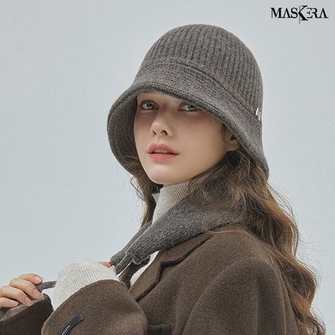 마스케라 벨리아(Vellia) 메리노 울 버킷햇 + 쁘띠 머플러 세트 