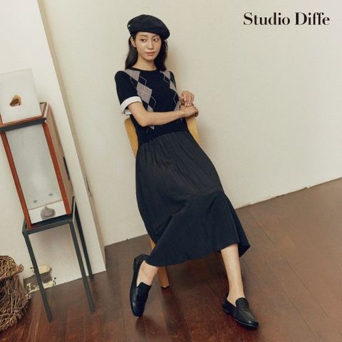 스튜디오 디페 26SS 아가일 니트 원피스 2종
