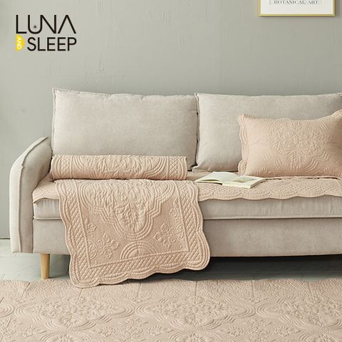 ○[4인 와이드]목화솜 자수퀼팅 소파패드 2장+다용도 발매트