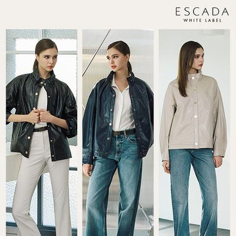 에스까다 26SS FAUX 레더 로고버튼 자켓