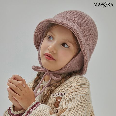 마스케라 벨리아(Vellia) 키즈 메리노 울 버킷햇 + 쁘띠 머플러 세트 