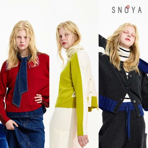 [롯데카드5%할인][런칭가 139,000 → 99,000] 스노야 호주산 울100 컬러배색 2WAY 가디건(초특가!)