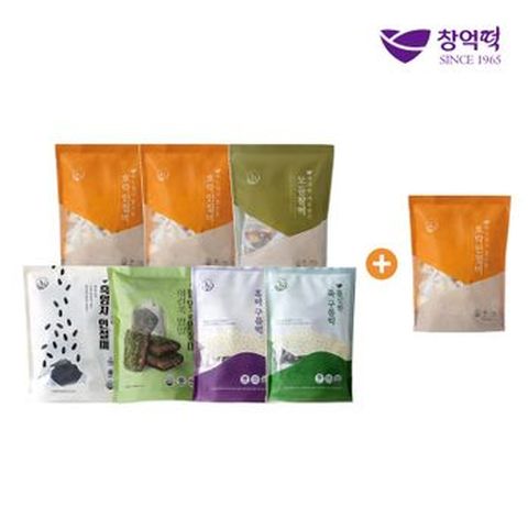 창억모둠떡 6종8봉(호박인절미X3+밥알쑥인절미+흑임자인절미+모듬찰떡+쑥구름떡+흑미구름떡)