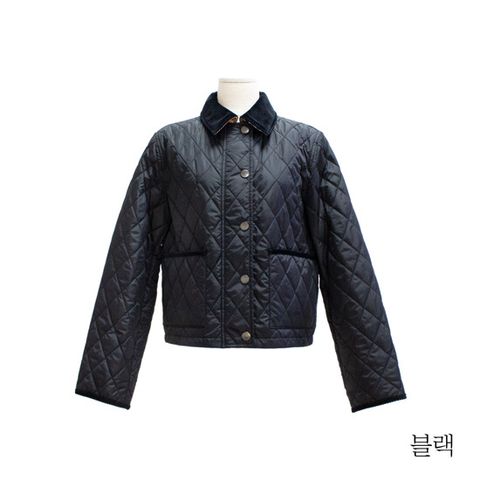 {버버리} 코듀로이 크롭 퀼티드 재킷