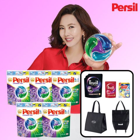 뉴퍼실디스크라벤더 5팩+퍼울1.7L 1팩+브레프 1개+퍼울300ml 1팩+쿨러백+접이식쇼핑카트