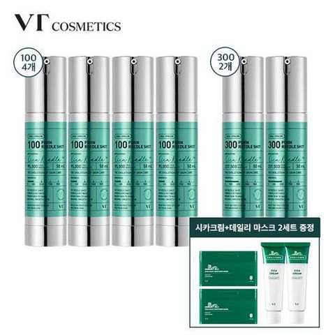 [카드 7%할인](VT) 브이티 PDRN 리들샷 (100 x 4개 + 300 x 2개) + 시카 마스크 x 2박스 + 시카 크림 x 2개