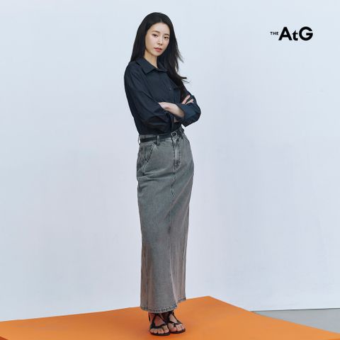 [최초가79,900원] 26SS 커브드 데님 스커트+벨트