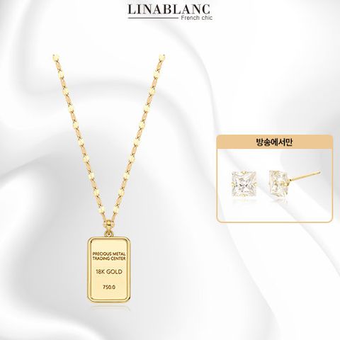 [리나블랑] 18K 이터니티 골드바 목걸이 (전고객 14K 스텔라 스퀘어 귀걸이)