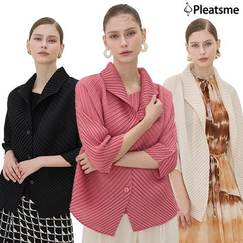 [플리츠미] 플리츠 오블리크 싱글재킷+슬리브리스 블라우스 set