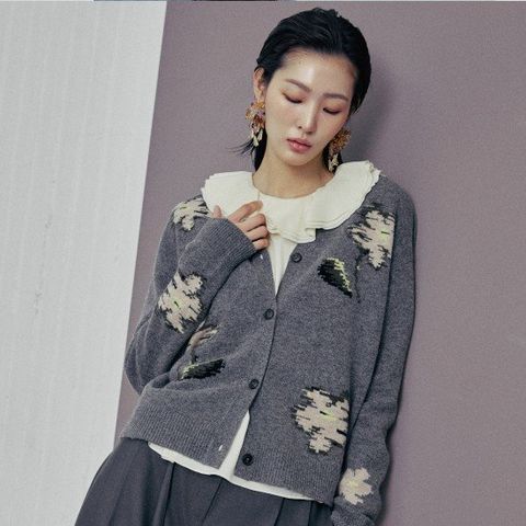 르네크루 26SS 플라워 인타샤 가디건