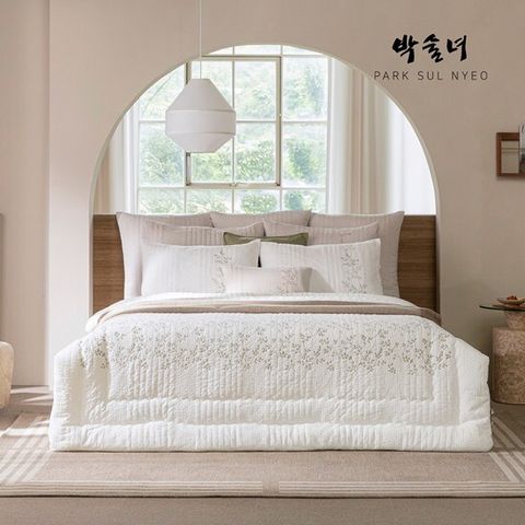 [OneTV][K]순면100 피그먼트 워싱 자수 침구 풀세트_초연2(初緣)