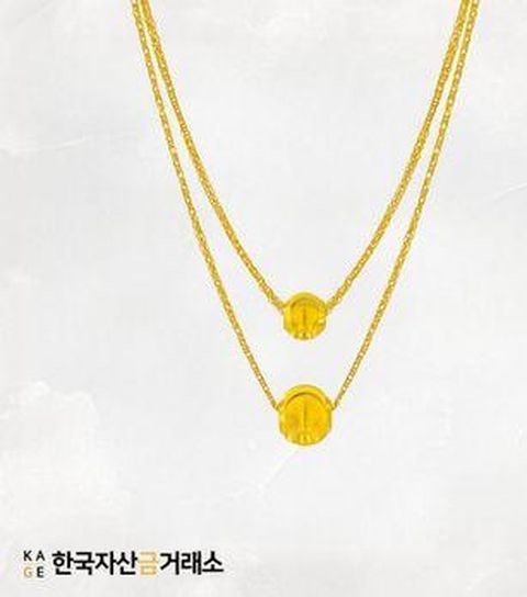 한국자산금거래소 KAGE 24K 순금 두줄 루나볼 목걸이