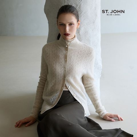 [온플]  25FW 글리터 캐시미어 하이넥 가디건