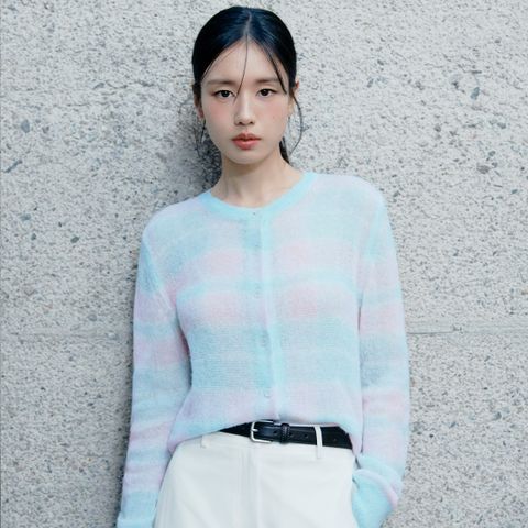 [최초가 79,900] 26SS  알파카 혼방 체크레이어드 가디건