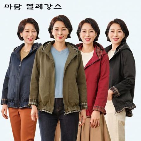 [마담엘레강스] 루이스 체크 배색 트렌치 점퍼