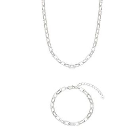 한국금자산관리 KGAM 925 실버 콤비클립 목걸이/팔찌 세트