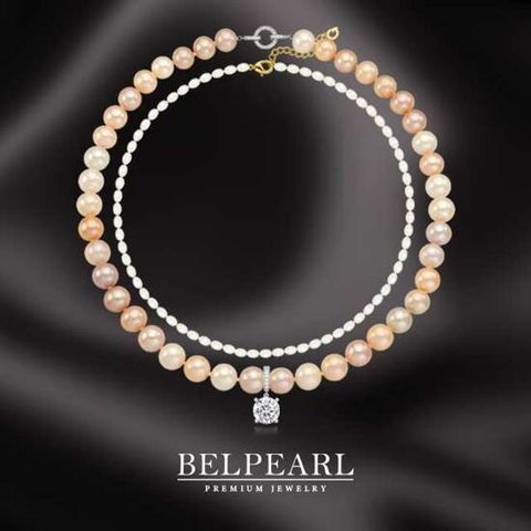 벨펄 약 9.5 ∼ 8mm 리얼 담수진주 리에르 멀티 목걸이 세트(총 3종)