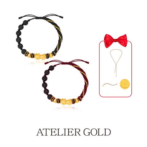 24K 순금 비휴 매듭 팔찌 + 24K 순금 고양이 오브제 + 테니스 롱 목걸이 + 테니스 팔찌