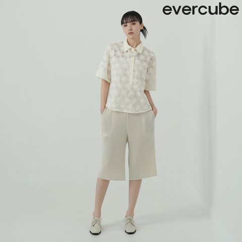 [런칭가219000원]에바큐브 26SS 크리스탈플리츠 하프 팬츠