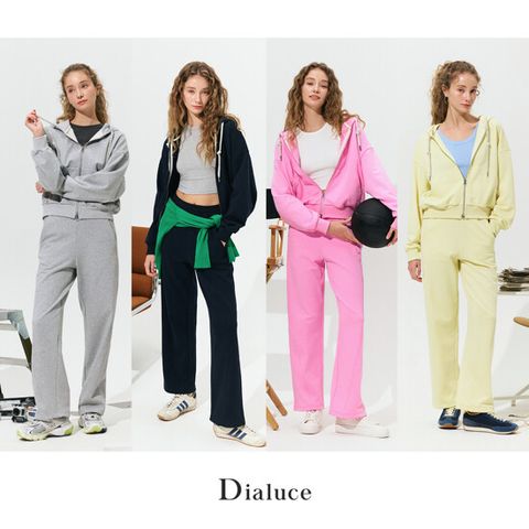 디아루체 26 SS 워셔블 코튼 스웻 후디 셋업 (후드집업 + 팬츠)