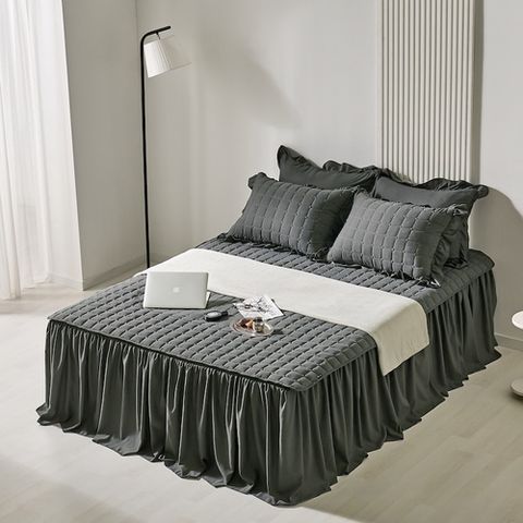 [더자리] [SS]사계절 롱프릴 누빔 침대 패드스커트 풀세트