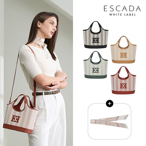 [상시가 259,000원]에스까다 화이트라벨 26SS 레더 자카드 토트백(+스카프)