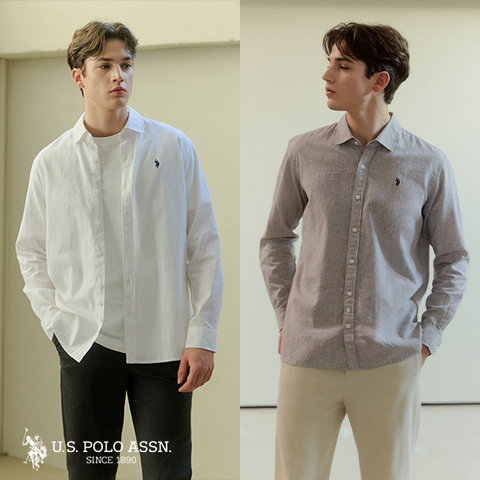 [앱10%][U.S POLO ASSN.] 26SS 프렌치린넨 블렌디드 셔츠 2종 남성