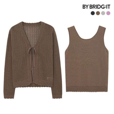 ○ 26SS 이태리코튼 블렌디드 크로셰 가디건+니트 SET