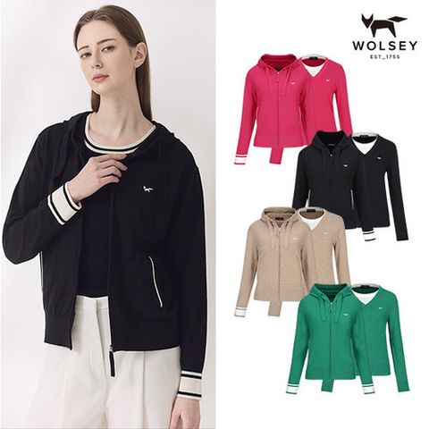 [최저가][WOLSEY] 26SS 울시 여성 후드집업+풀오버니트 2종