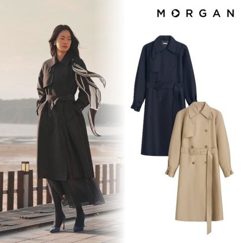 모르간 26SS 울실크 트렌치코트+실크스카프 [런칭 가격 599,900원]