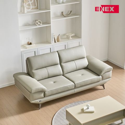 (세일) 에넥스 밀라노 스타일 이태리 천연면피 통가죽 3인 소파 풀패키지