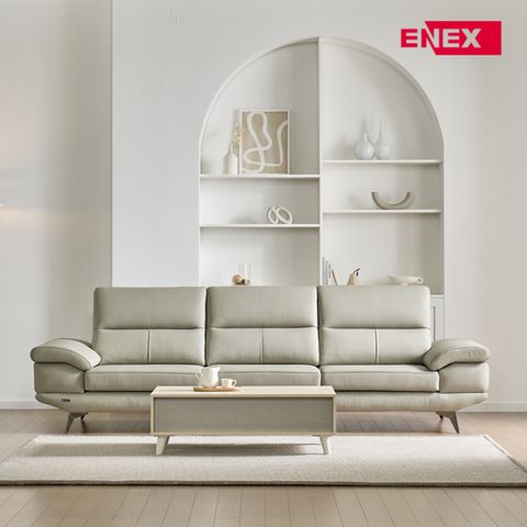 (세일) 에넥스 밀라노 스타일 이태리 천연면피 통가죽 4인 소파 풀패키지