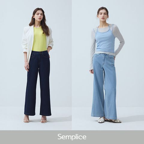 셈플리체 26SS 더블심 세미 릴렉스핏 데님 팬츠 2종 여성용