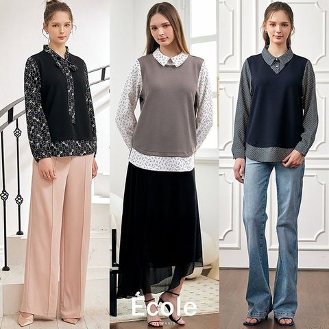 (매장판매동일) 26SS 에꼴드파리 시크 레이어링 블라우스 3종