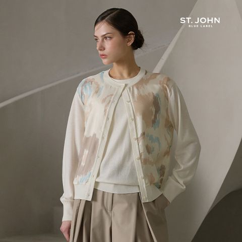 26S/S 플라워 실크 블렌드 라운드 가디건