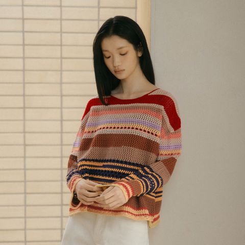 26SS 린넨 코튼 핸드크로셰 루즈핏 니트