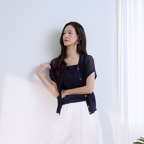 ○26 SUMMER 프렌치린넨 블렌디드 스카시 가디건+니트 SET