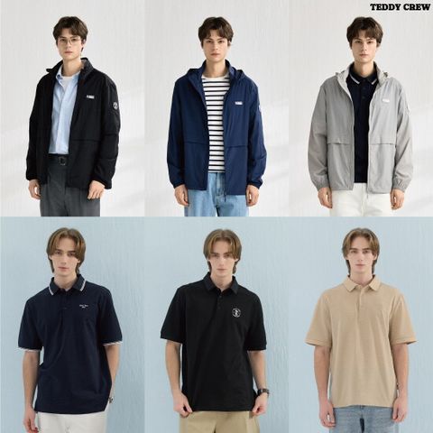 O TEDDY CREW 남성 PK 티셔츠 3종 + 윈드점퍼 1종