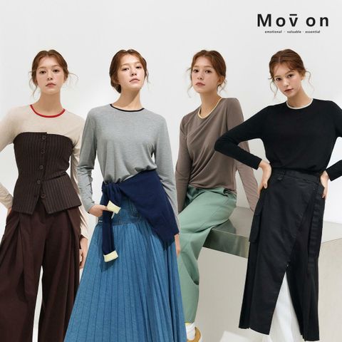 [삼성카드5%할인]모브온 26SS 실키 모달 배색 티블라우스 4종 (26년 봄 한정판!)