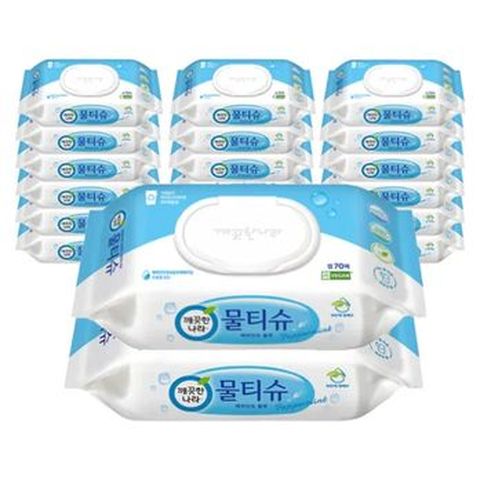 깨끗한나라 물티슈 페퍼민트 블루 캡형 70매X20입
