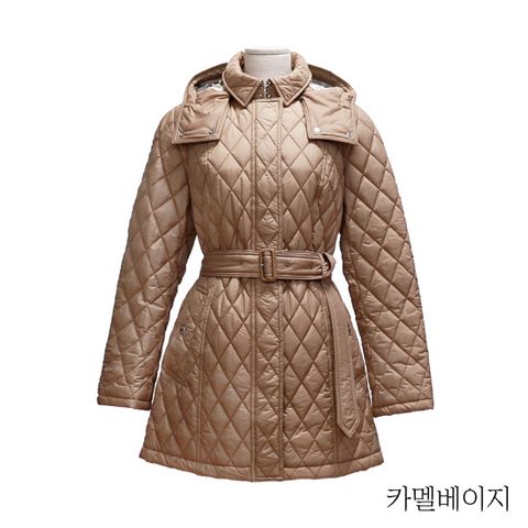 {버버리} 벨트 퀼팅 후드코트