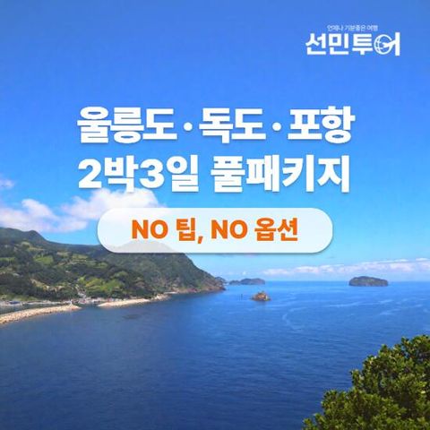 [선민투어] 포항+울릉도+독도 2박 3일 풀패키지 (항공+크루즈+숙박+식사)
