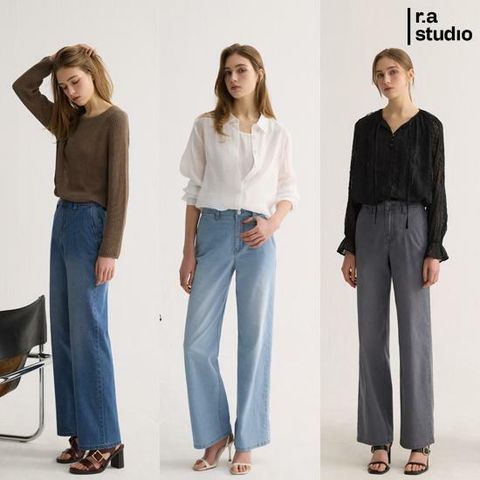 [삼성카드5%할인]26SS ♥라스튜디오♥ 라이크라 세미와이드 데님 3종