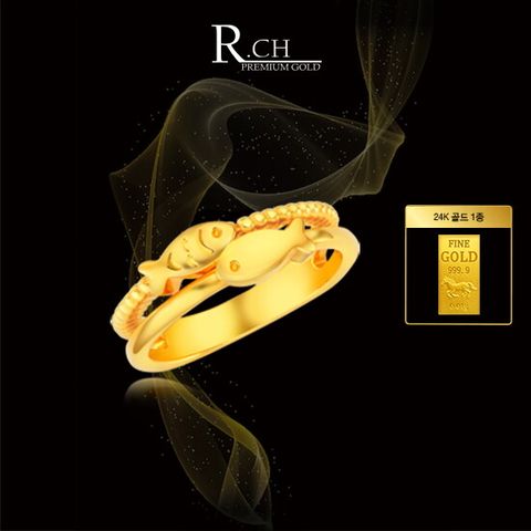 ○ 24K 순금 뉴 피쉬 듀오 반지 +  24K 순금 골드 1종
