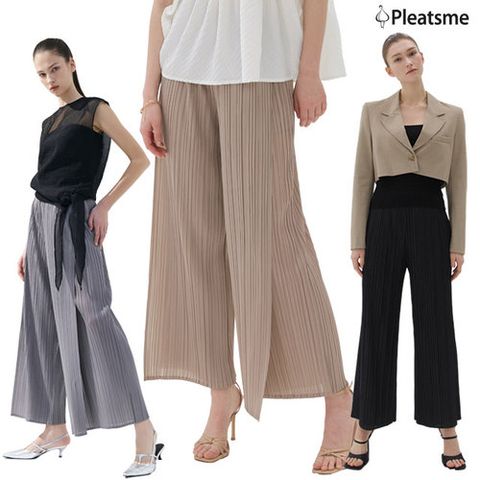 [플리츠미] 플리츠 랩 와이드 팬츠 1종