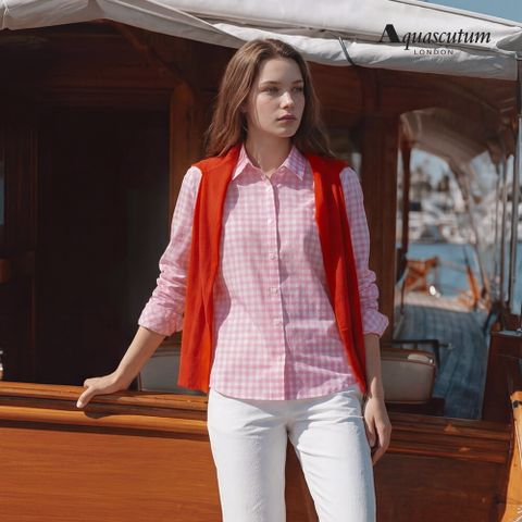 아쿠아스큐텀 26SS 여성 프렌치 린넨 깅업체크 셔츠