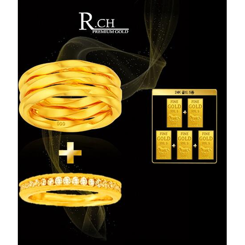 ○ 24K 순금 트리니 인피니 반지 +  24K 순금 골드 5종 + 이터니티 반지