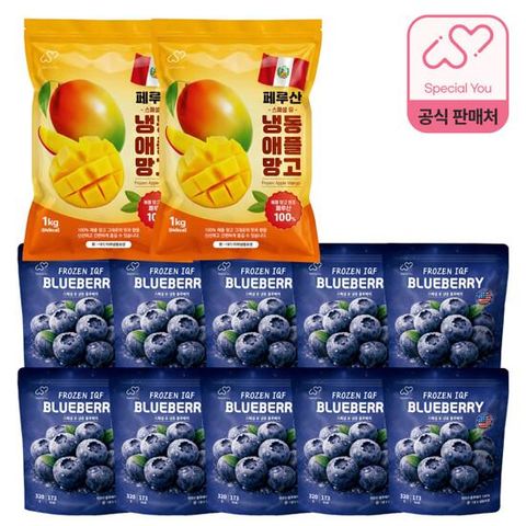 [방송에서만] 스페셜유 냉동 블루베리 10팩 + 냉동 애플망고 2팩