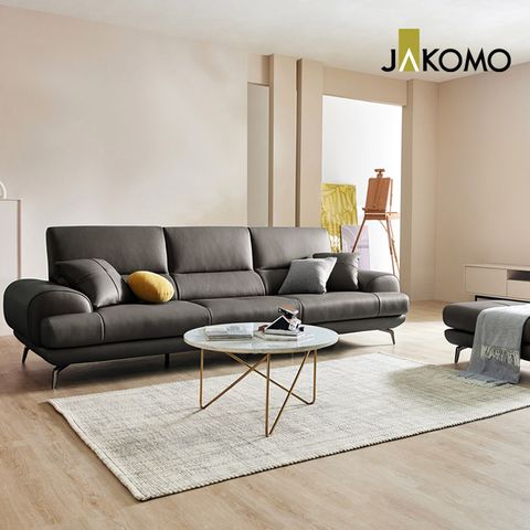 루디아 3.5인 럭스 통가죽 천연면피 소가죽 소파+스툴[+쿠션2개]